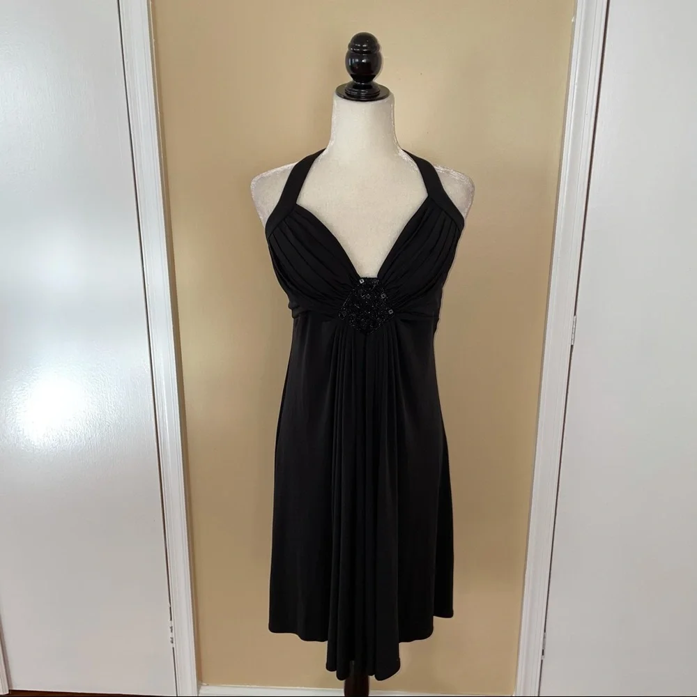 Maggy Long Black Halter Dress - Picture 2 of 6